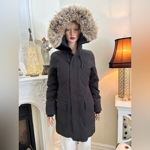 Golden By TNA Bancroft Vegan Parka Black Jacket with Fur Hood